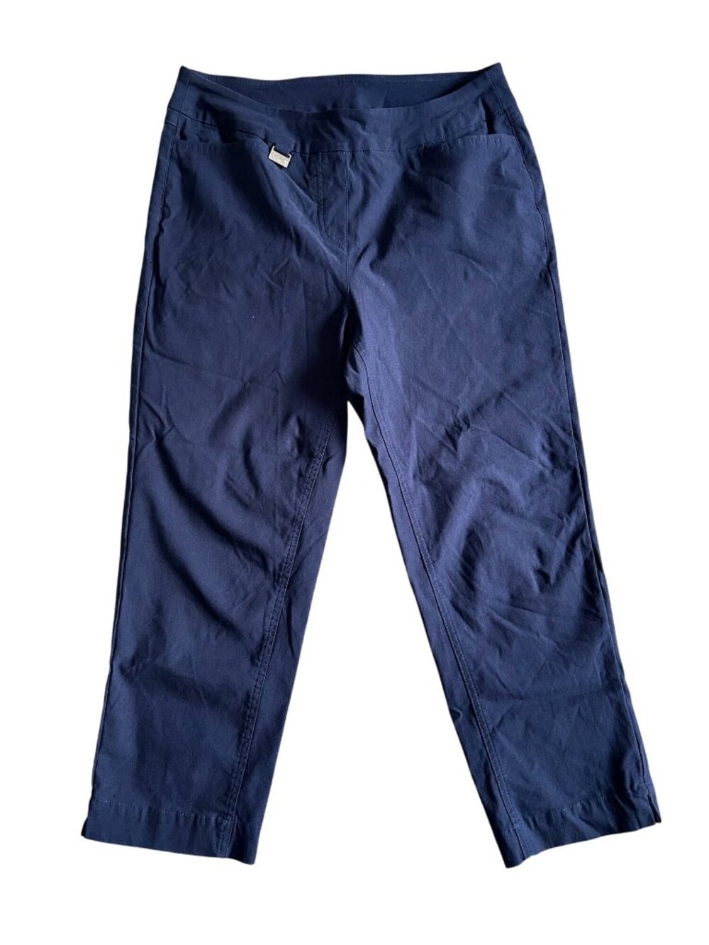 Lulu B Women's Sz 8 Navy Stretch Crop Pants Viscose Blend Comfort Fit